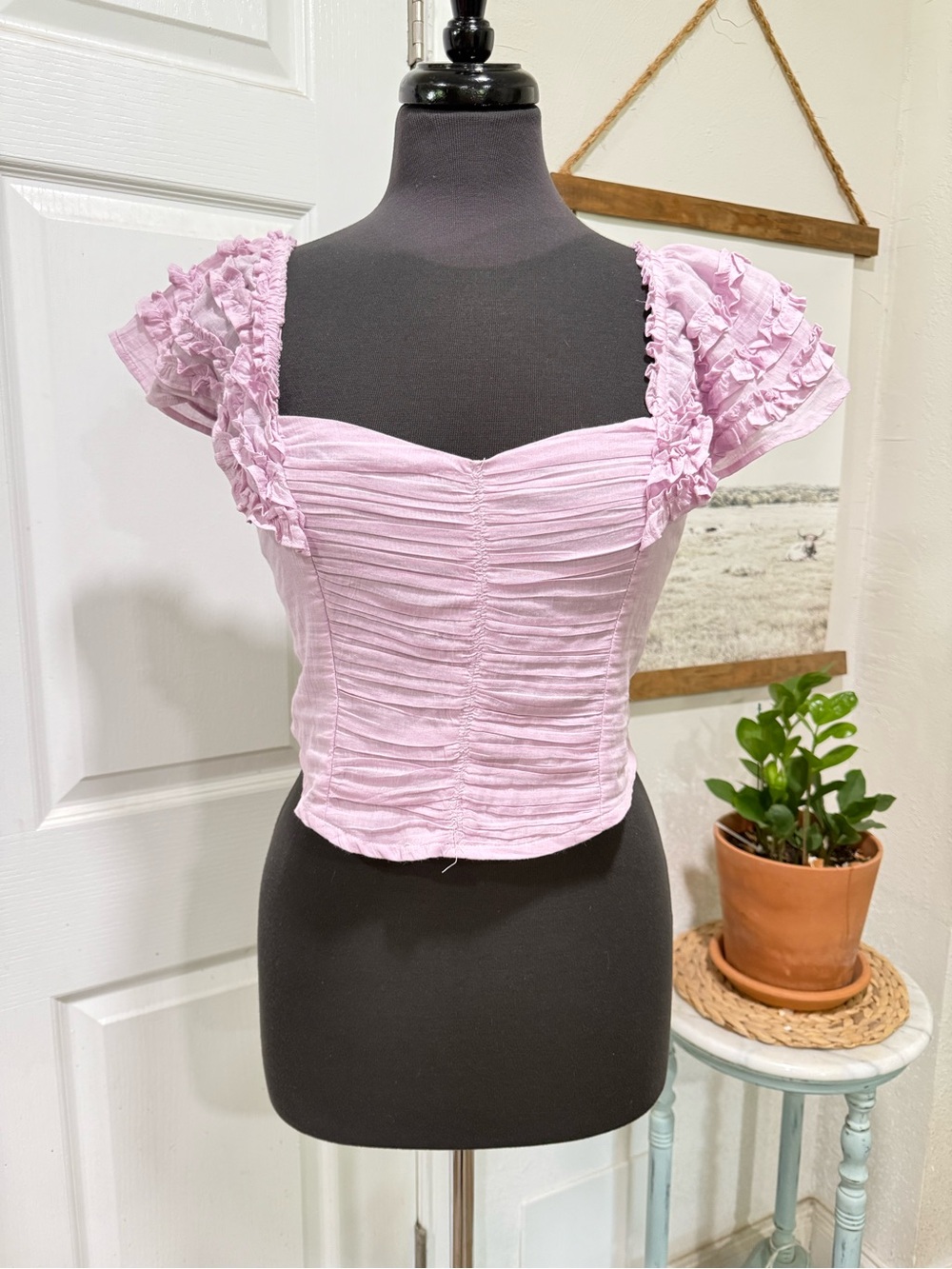 Free People Lilac Ruffled Sweetheart Crop Top - Women